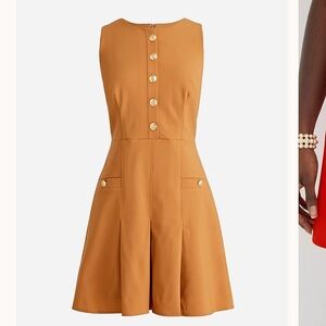 J. Crew Pleated mini dress in Italian bi-stretch wool blend